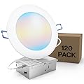 Sunco 120 Pack 6 Inch LED Recessed Ceiling Lights Ultra Thin, Canless Slim with Metal Junction Box, 1100 LM Selectable CCT 2700K/3000K/4000K/5000K/6000K, Dimmable, 11W=75W, Wafer Thin.
