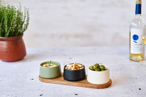 Cosy & Trendy Dela Apero Set 4-teilig – Serviertablett 32 x 10,5 cm + 3 x Schüsseln D9,5 x 5,5 cm