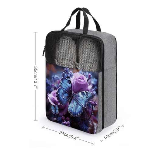 Sac à chaussures imprimé rose avec papillon gris de taille unique