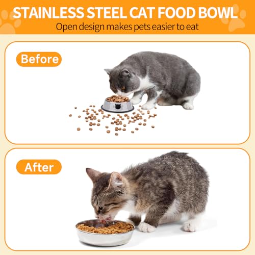 6 Stück Futternapf Katze 16cm Verdickung Katzennäpfe Edelstahl Katzen Futternapf Flach Hund Futternapf Hundenapf Kleine Hunde für Katzen Kleine Hunde