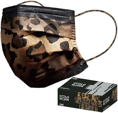 CSD Colo 30 Pcs Leopard Print Disposable Face Masks, 3 Ply Adult Mask with Elastic Ear Loop, Nose Bridge Clip, Breathable Comfortable Mask Great for Indoor, Outdoors Use (Camo)