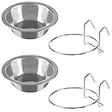 set of 2 stainless steel dog bowls cage kennel and crate dog bowls hanging for food and water 8oz each and dishwasher safe by petmaker silver