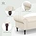 Apicizon 51” Bench with Storage, Faux Leather Ottoman Bench with Rolled Arm & Vintage Rivets, End of Bed Bench for Bedroom, Living Room, Entryway, Beige+Brown Legs