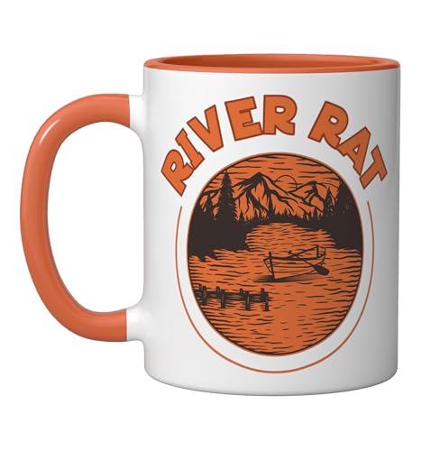 Taza cerámica estilo retro naranja y blanco 11 oz miniatura 1