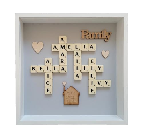Image of 10x10 Frame | 6cm Deep | Any Occasion | Picture (H26.5cm x W26.5cm x D6cm) Father's Day | Dad | Daddy | Father | Family Tree | New Home | Word Art | Alphabet Letter Tile | Personalised Handmade Gift