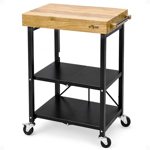 Origami Folding Kitchen Cart on Wheels | for Chefs Outdoor Coffee Wine...