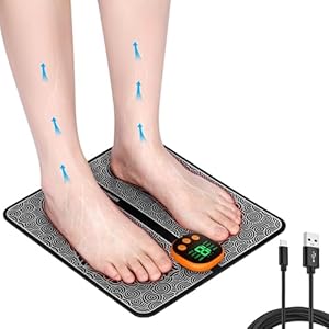 EMS Fußmassagegerät, Fußmassagegerät Elektrisch mit 8 Modi und 19 Intensitäten, Tragbare Faltbare Fuß massagegerät für Muskelentspannung, Schmerzlinderung, Durchblutungsförderung für Zuhause, Büro