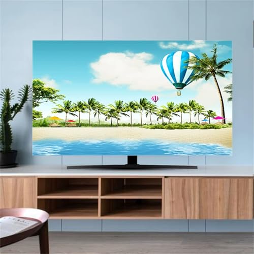 Hixingo Funda Antipolvo TV, Patrón Playa de Arena 3D Cubierta Television Interior 32 80inch Cubierta Antipolvo TV Funda Televisor Interior Protector de Televisión (Globo aerostático,32inch)