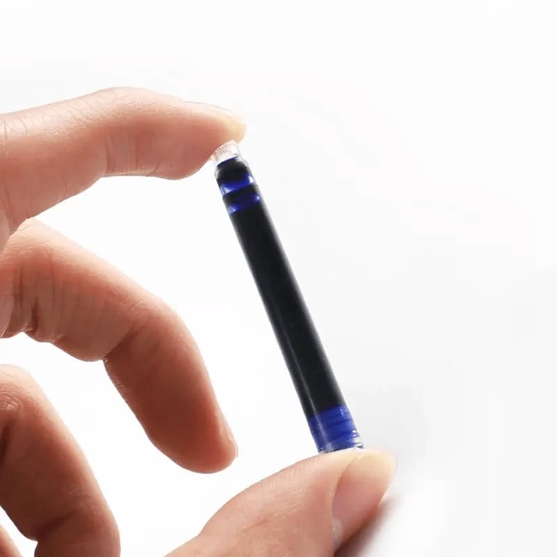 Image of Blue Fountain Pen Ink Cartridges, 50 Pack, 3.4mm Bore, Quick-Drying, 51mm Length (50)