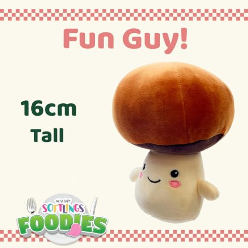 VFM - Mushroom Soft Toy Food Themed Cute Plush Cuddly Yummy Fluffy Stuffed Cute Stuffed Plushie, Gifts for Birthday, Valentine's Day Christmas - 16cm Brown