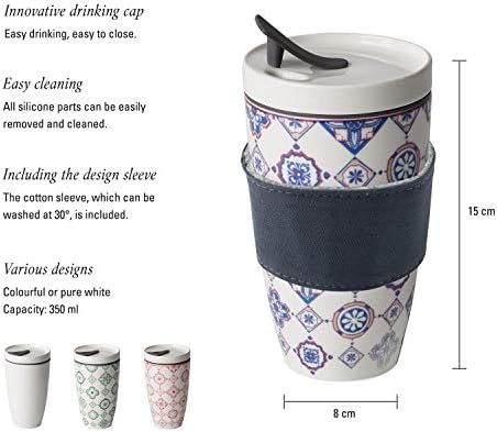Villeroy & Boch Indigo Coffee Cup with Band, Premium Green Tea, 350 ml, Porcelain, Blue, 9.1 x 9.1 x 15.6 cm