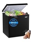 Chest Freezer 5.0 cu.ft Mini Adjustable 7 Thermostat Compact Deep Freezer Top Door Low Noise with Removable Basket Black
