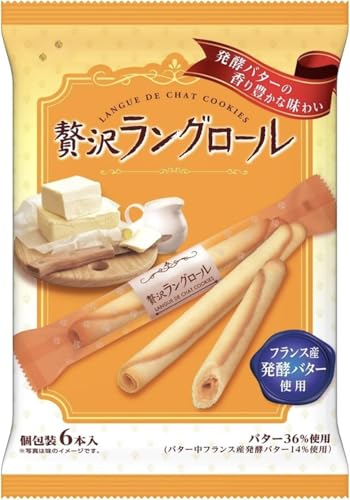 Langue Roll Cookies 6PC (Pack of 3), Japanese Luxurious Langue de Chat Rolled Cookies with Fermented Butter from France, Sweets Snack from Niigata Prefecture, MADE IN JAPAN, Limited Stock