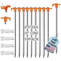 Eurmax 10-Pack 4 x 10 Feet Secure Protection Galvanized Tent Stakes (orange)
