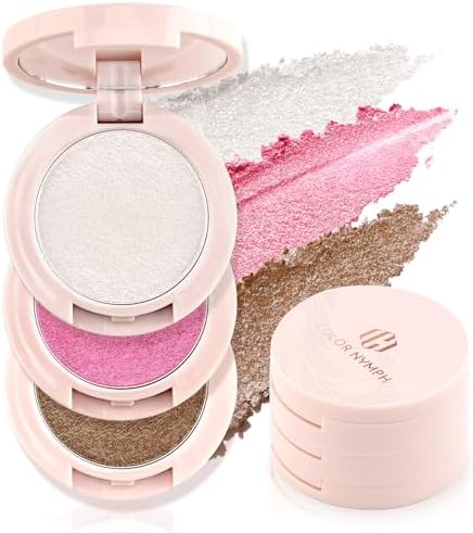 Color Nymph Blush and Highlighter Palette, 3 in 1 Contour Palette