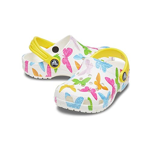 Image of Crocs Unisex-Child Classic Seasonal Print Clogs, Butterfly /White, 3 Little Kid