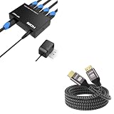 HDMI Splitter 1 in 4 Out + 8K HDMI Cable 10ft