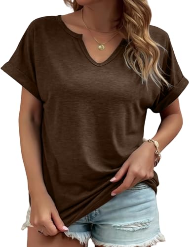 Womens V Neck T Shirts Casual Loose Tees Trending Now Summer Short Sleeve Tops3