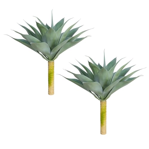 Image of Velener Artificial Outdoor Blue Agave Plant - Small Size UV Resistant Fake Agave Plants for Indoor and Outdoor Decor(18 Inch)-2 Pack