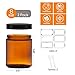 2 Pack 8 oz Amber Glass Jars with lids, Cosmetic Jars with Inner Liners and Black Lids, Lotion Jars, Candle Making Jars for Lotions, Scrubs and Cosmetic, Lables and Spatulas Include