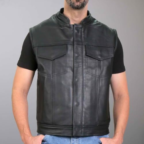 Hot Leathers Men's Premium Leather Club Style Motorcycle Riders Vest JKM Collection3