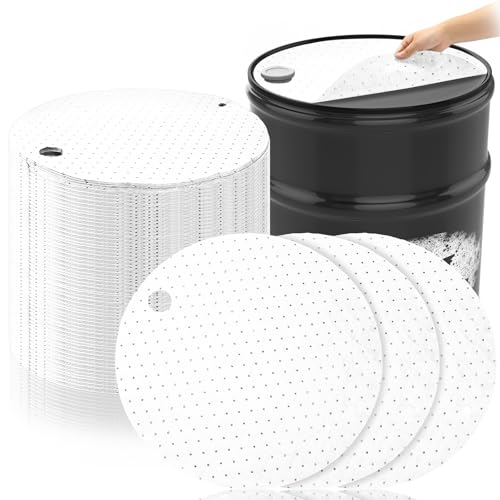 Image of Frienda 25 Pcs Drum Top Oil Absorbent Pads for 55 Gallon Drums Barrel Absorbent Pads Mat 22 inch Diameter Lid Oil Mat with Bungs 0.75 inch and 2 inch Diameter(White)