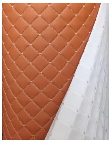 Tissu cuir simili matelassé orange 1.6x3m pour canapé et fauteuil