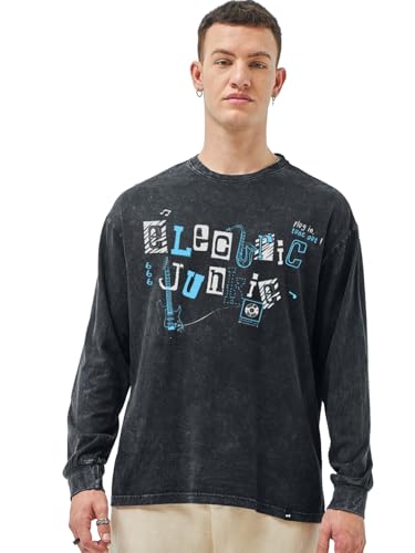T-shirt pour homme col rond Bewakoof vêtement noir coton XXL
