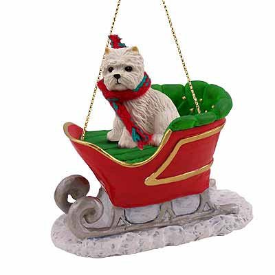 Chien traîneau Westie déco Noël pour habiller le pied du sapin et vos buffets festifs