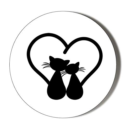Dessin animé chats noirs faisant l'amour cœur avec queues 58 mm Décapsuleur magnétique Cover