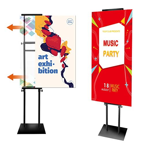 Sczs Heavy Duty Floor Poster Standing Display Poster Sign Holder With Non-Slip Mat Base Adjustable Height Up To 75 Inches For Board & Foam (Black) #TOP4