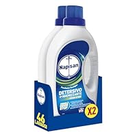 Napisan Detersivo Lavatrice Liquido Igienizzante Odorstop, 2 Confezioni da 1.15 l da 23 Lavaggi di Detersivo Lavatrice Liquido