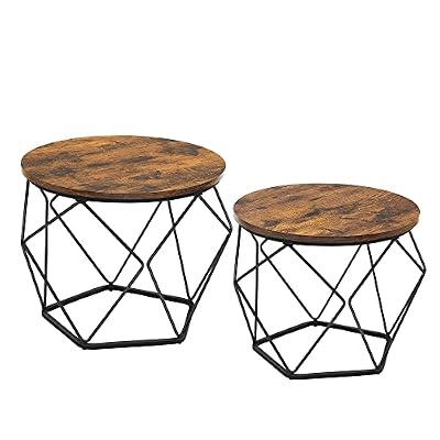 VASAGLE Table basse style industriel, Marron Rustique + Noir