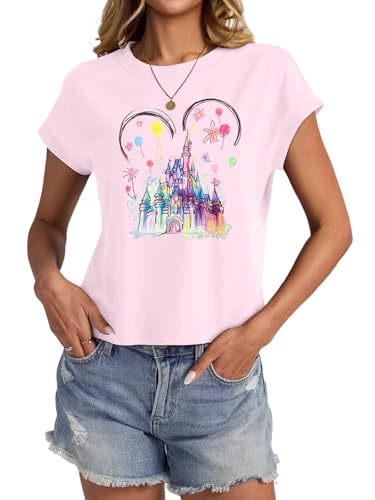 Image of Magical Shirt for Women Magic Kingdom Castle Tshirt Princess Shirts | Women Magical Shirts Castle Princess Graphic Tshirt Magic Kingdom Shirt Family Vacation Tee Casual Holiday Top