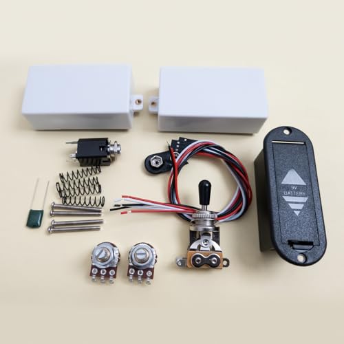 Active Humbucker Pickups Set Compatible with EMG 81 85 Style, Matte white 25K Pots Wiring Kit, for Fender Strat HH & Most HH Electric Guitars, High Output Tone for Rock Metal (Pickups Set 2 Pot)