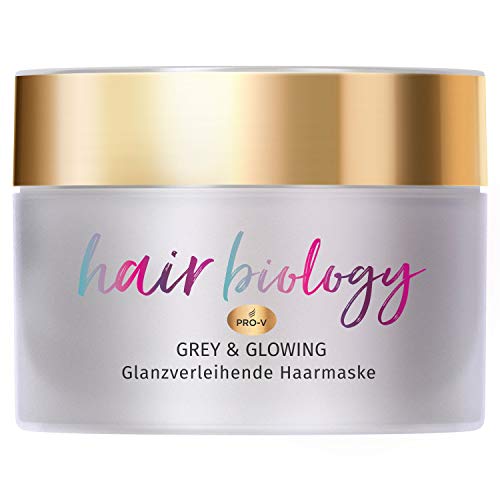 Hair Biology Grey & Glowing - Máscara de cabello para cabellos rubios, grises y blancos, 160 ml