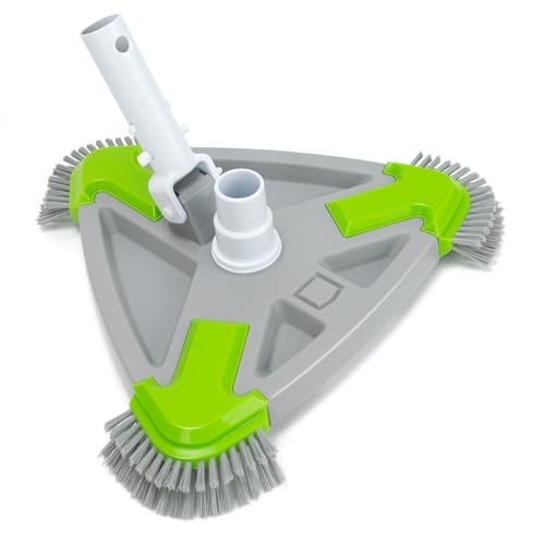 Brosse Piscine avec Raccord d’Aspiration 35cm Triangle, Brosse Aspirateur Piscine avec Brosses Latérales, Tête Aspirateur Piscine pour Tuyau 32/38mm,...