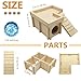 Acsist Wooden Hamster Hideout Hamster Wood House with Ladder Hides Platform Decor Detachable Small Animals Cage Accessories for Rat Gerbils and Other Small Pets