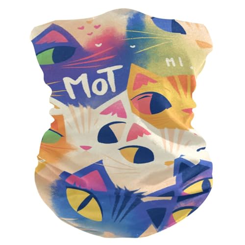 Gatos de dibujos animados glamurosos, estilo de pintura original para clima caliente/frío, protección UV, polainas para el cuello para hombres, máscara facial multiusos para caza, senderismo, deportes