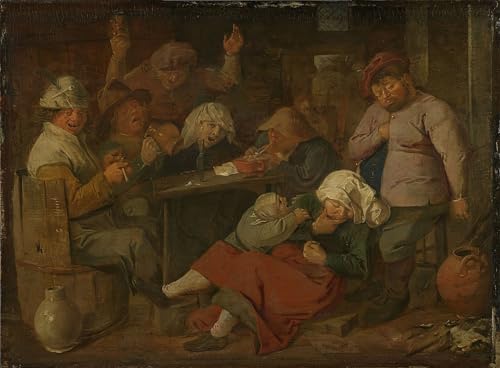 Peinture murale Adriaen Brouwer auberge paysans toile murale abstraite décoration salon