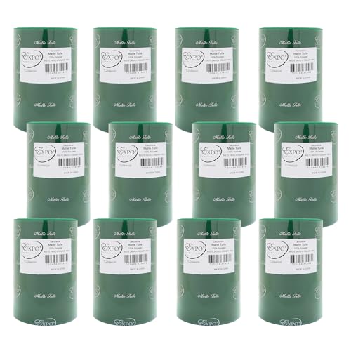 Image of Expo International Decorative Matte Tulle, Roll /Spool of 6 inch X 100 Yards, Lightweight Polyester Tulle Fabric for Tutus, Costumes, and Party Decorations, Washable, Easy-to-Use, Pack of 12, Hunter Green