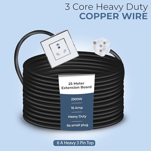 Image of Extension Board Heavy Duty Multi Socket 15A /16A /20A (2500 Watts 6A Small Plug, 25 Meter)