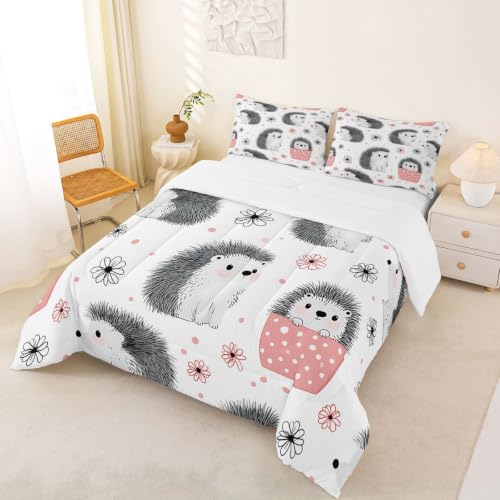 Image of Feelyou Hedgehog Bedding Set Toddler Size Bedding Set for Girls Teens