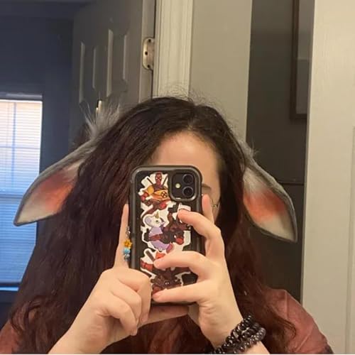 ATekatac Rabbit Handmade Animal Ears Halloween Cosplay Bunny Flower Headband (D Tan) — view 5