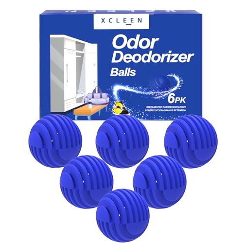 Xcleen Sneaker Deodorizer Balls Escape Scent 6 Pack, Odor Eliminator Balls for Closet Car Gym Bag, Long Lasting Small Space Air Freshener With Essential Oil