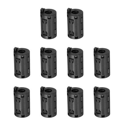 uxcell 10 Pcs Ferrite Filter Ring Core RFI EMI Noise Suppression Cable Clip ID 9mm 0.35Inch with Ears for Electronic Devices, Industry, Black