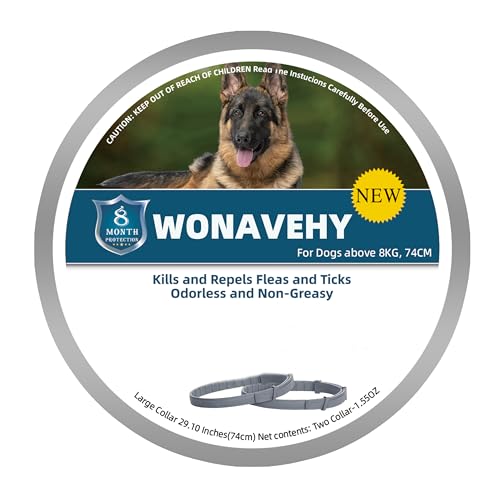 2 Collares antiparasitarios para Perros 74cm 8 Meses de protección, Collar antipulgas para Perros, Ajustable, Collar antipulgas
