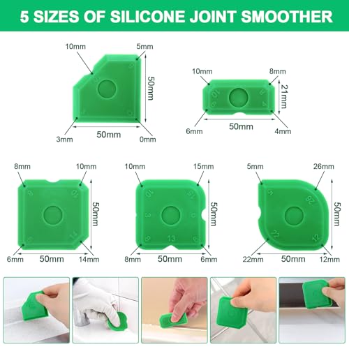 5 Stück Fugenglätter Silikon，Silikonabzieher Fugenabzieher，Abzieher Silikonfugen，Abzieher Fugenspachtel，Profi Fugenglätter，Silikonspachtel