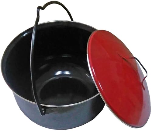 LEMODO Gulaschkessel mit rotem Deckel | Gulaschtopf 14 Liter Volumen | Emaillierter Kesselgulasch Topf | Kochtopf für Schwenkgrill | Suppenkessel mit Schöpfkelle | passend für unsere Gulaschkanone LEMODO Gulaschkessel mit rotem Deckel | Gulaschtopf 14 Liter Volumen | Emaillierter Kesselgulasch Topf | Kochtopf für Schwenkgrill | Suppenkessel mit Schöpfkelle | passend für unsere Gulaschkanone