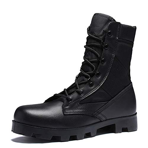 YUKTOPA Botas de combate del desierto para hombre, botas militares tácticas, antideslizantes, resistentes al agua, para senderismo, caza, con cordones., Black, 38 2/3 EU